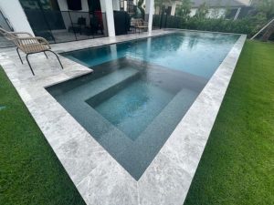 Stonehardscapes 12x24 marina grey xtreme grip marble pavers pool, spa and coping