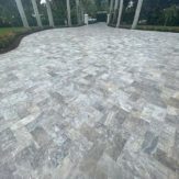 StoneHardscapes silver plus travertine pavers driveway french patterns