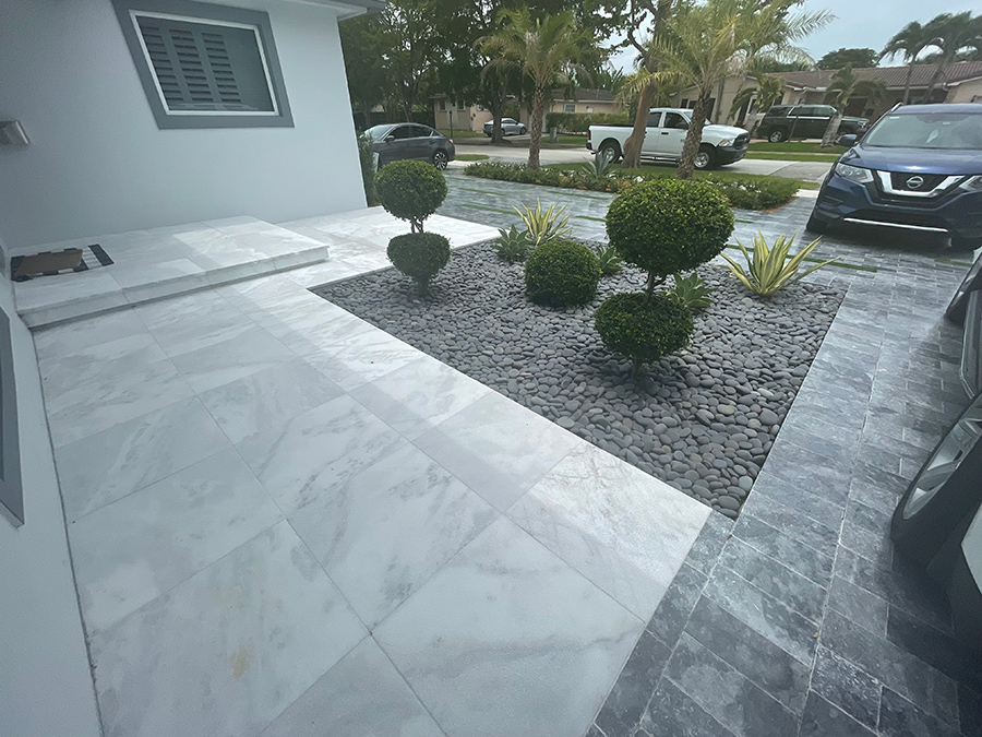 StoneHardscapes Tahoe marble pavers and Bianca Riviera pavers