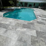 StoneHardscapes marina grey leathered marble pavers french pattern 12X24 pool deck