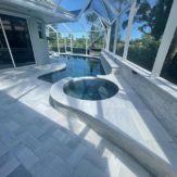 StoneHardscapes Aspen White Marble Pavers 6x12 pool deck and 16x24 spa