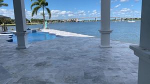 StoneHardscapes marina grey leathered marble pavers french pattern